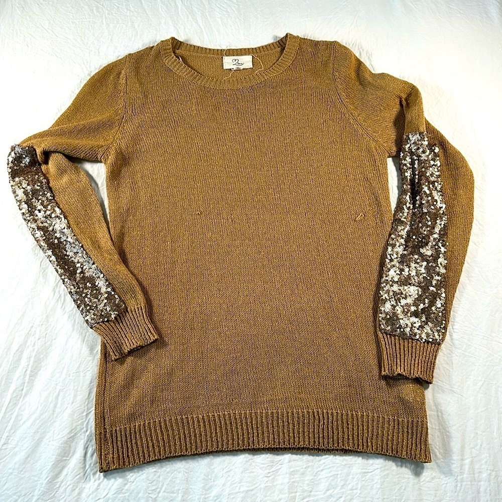 Love Brown Sequin‎ Sleeve Seater Sz S/M